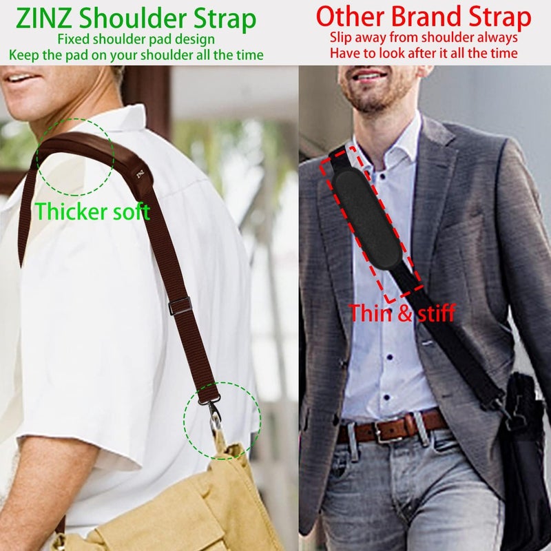 ZINZ Shoulder Strap 58" Ultra-Thick Fixed Padded and Adjustable Buckles Crossbody Strap for Briefcase Laptop Bag Luggage - Image 5